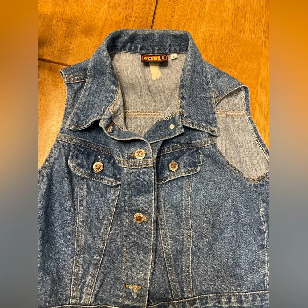 🔥Faded Glory 🖤Sleeveless Denim 😎Vest Jean Jacket Med. Vintage 90s Grunge Moto